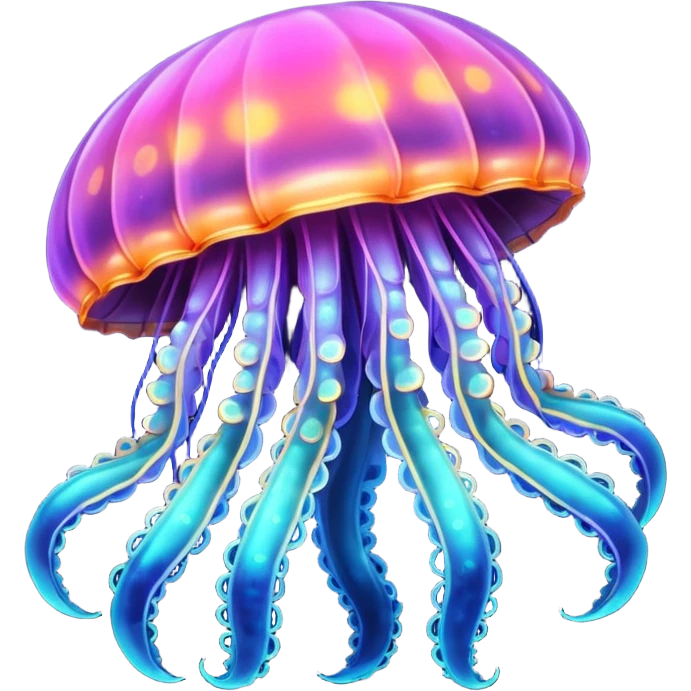 Neon glowing jellyfish-crab-squid emoji