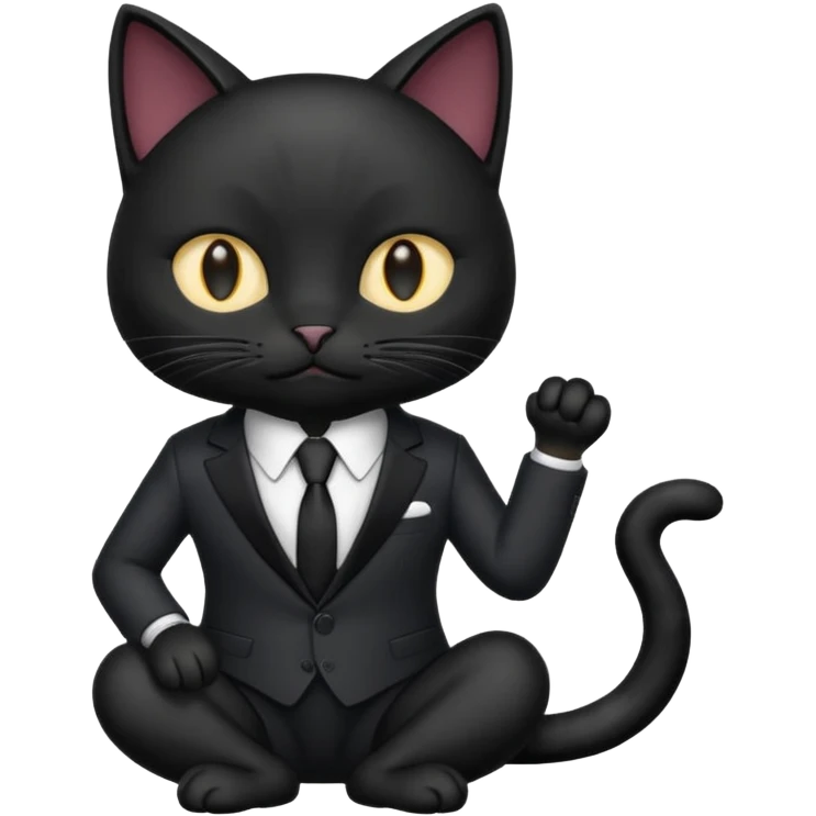 𝐛𝐥𝐚𝐜𝐤 𝐜𝐚𝐭 𝐰𝐢𝐭𝐡 𝐚 𝐬𝐮𝐢𝐭 𝐛𝐮𝐭 𝐬𝐢𝐭𝐭𝐢𝐧𝐠 emoji