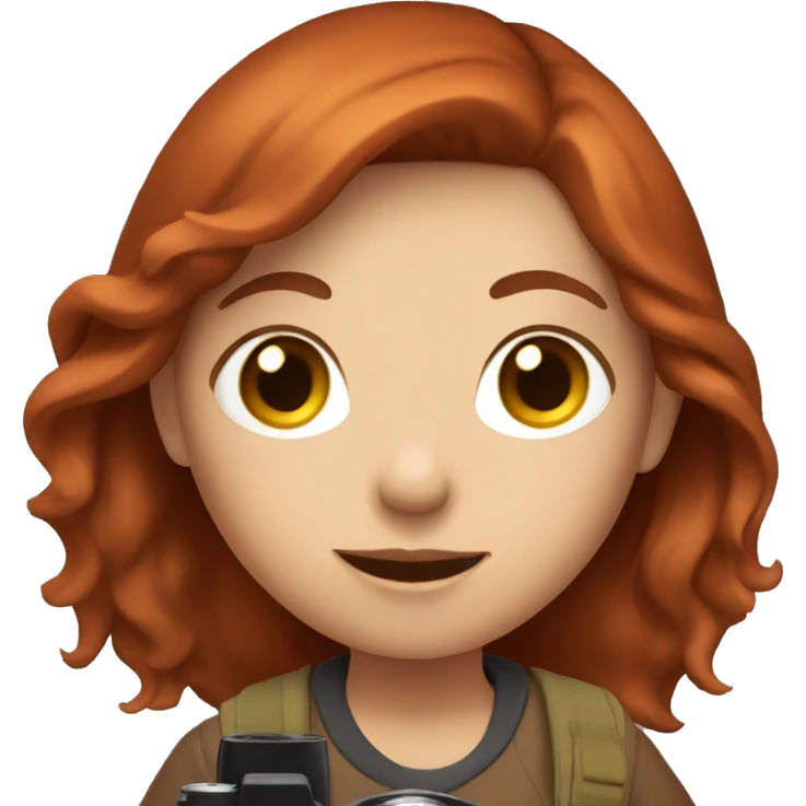 A red/brown hair girl with a camera  emoji