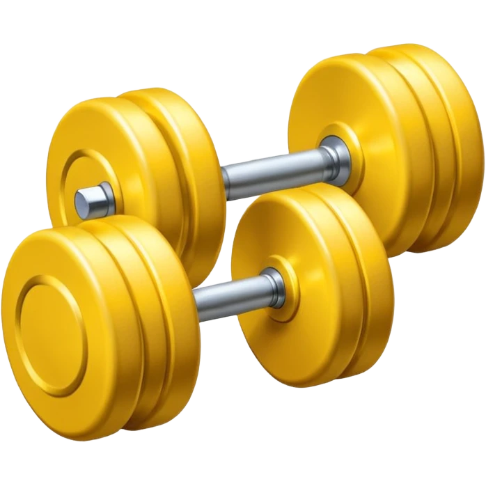Generate a high-quality emoji of a yellow dumbbell, realistic color and shading, smooth gradient colors, no facial features, no brand markings, simple white background, high-resolution.
 emoji