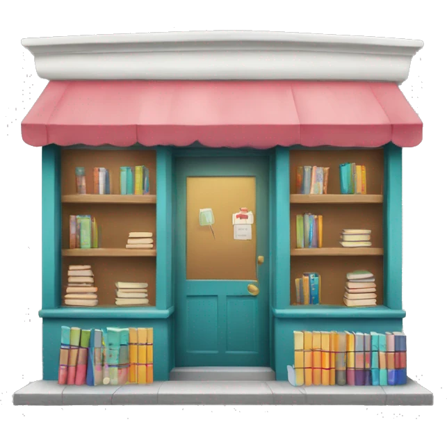 street shop with books and bubbles emoji