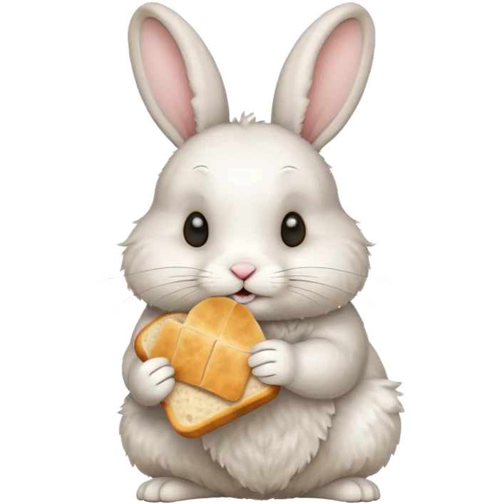 a cute rabbit eating bread emoji