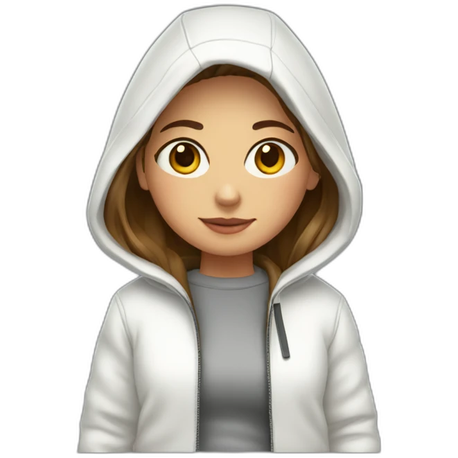 My girlfriend in a coat and a white sweatshirt emoji