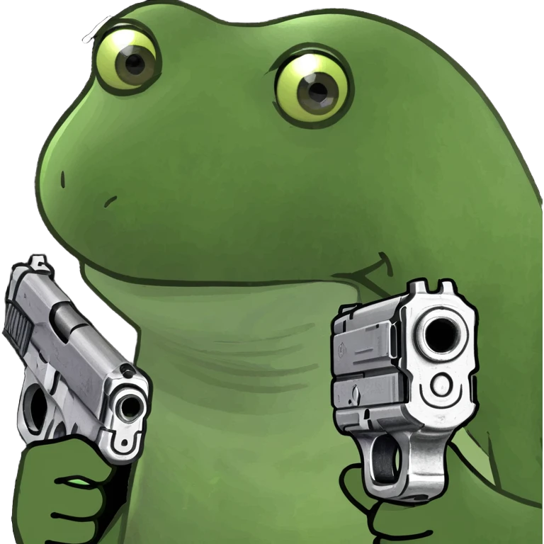 Frog with a gun emoji