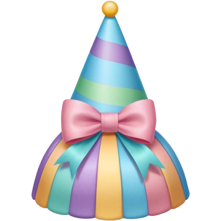 birthday hat with a bow, pastel rainbow colors emoji