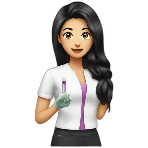 Beautician with an injection with black hair emoji