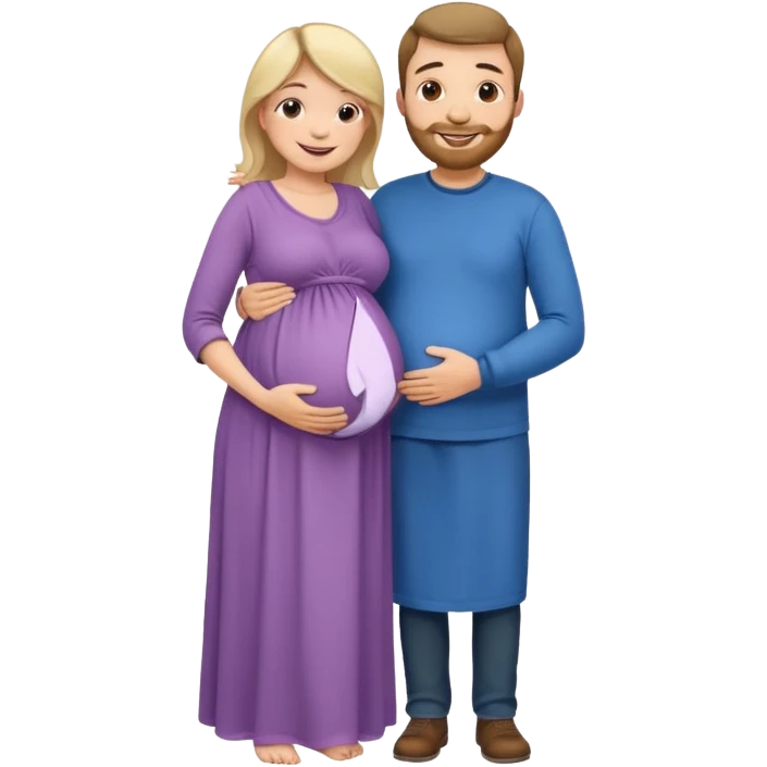 Девушка беременная, рядом ее обнимает муж  emoji