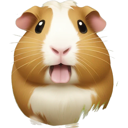 Guineapig eating  a strand of long grass hay in his mouth emoji