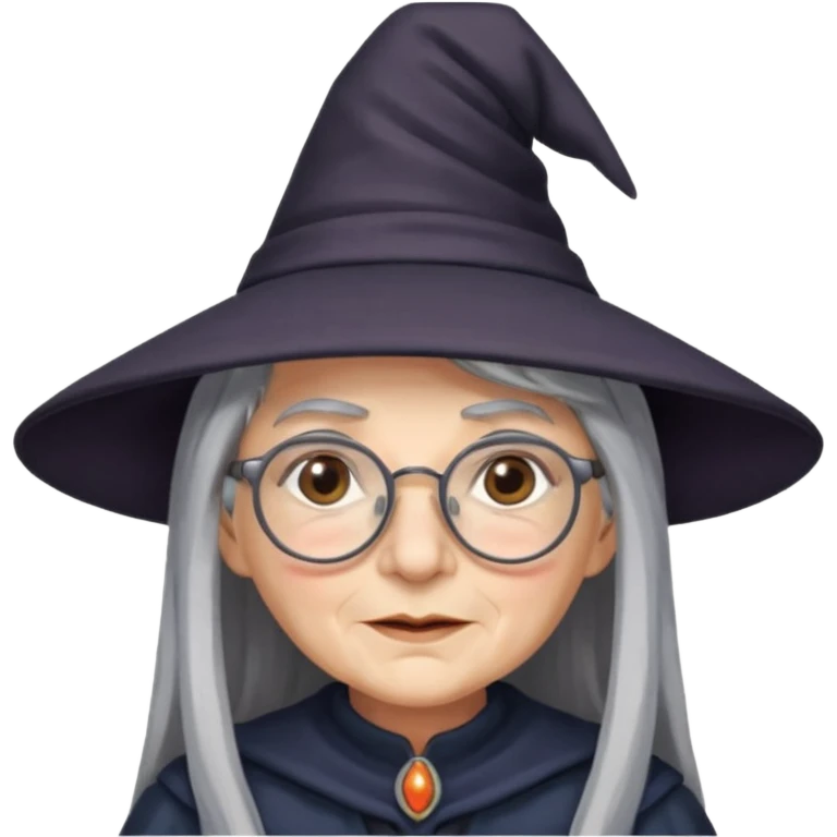 old witch with grey hair and glasses emoji
