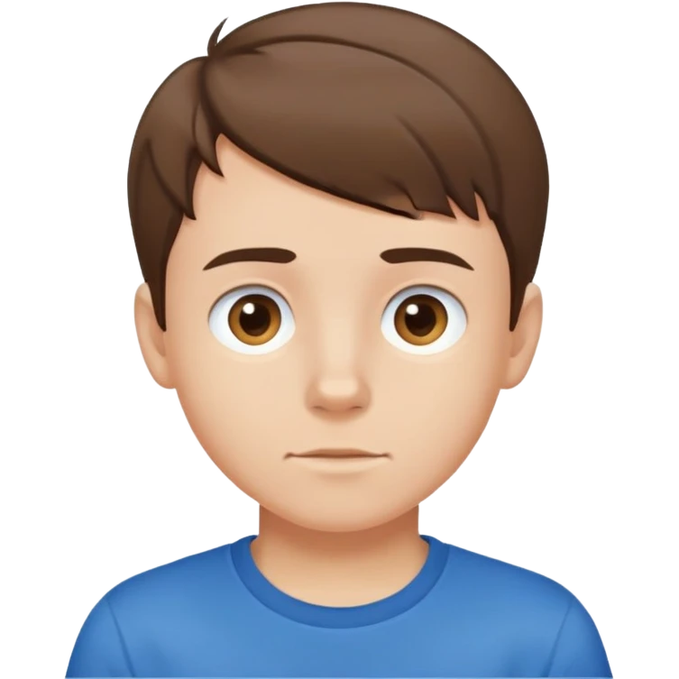 simple boy avatar with short brown hair and blue t-shirt emoji