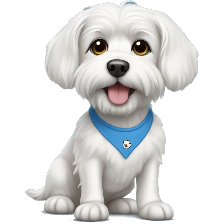 White dog Maltese in blue T-shirt  emoji
