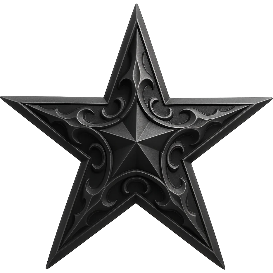 goth black white star 3d  , remove background  emoji