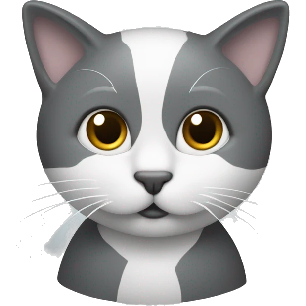 Chat gris foncé avec museau blanc, cou blanc, début des pâtes blanches  emoji