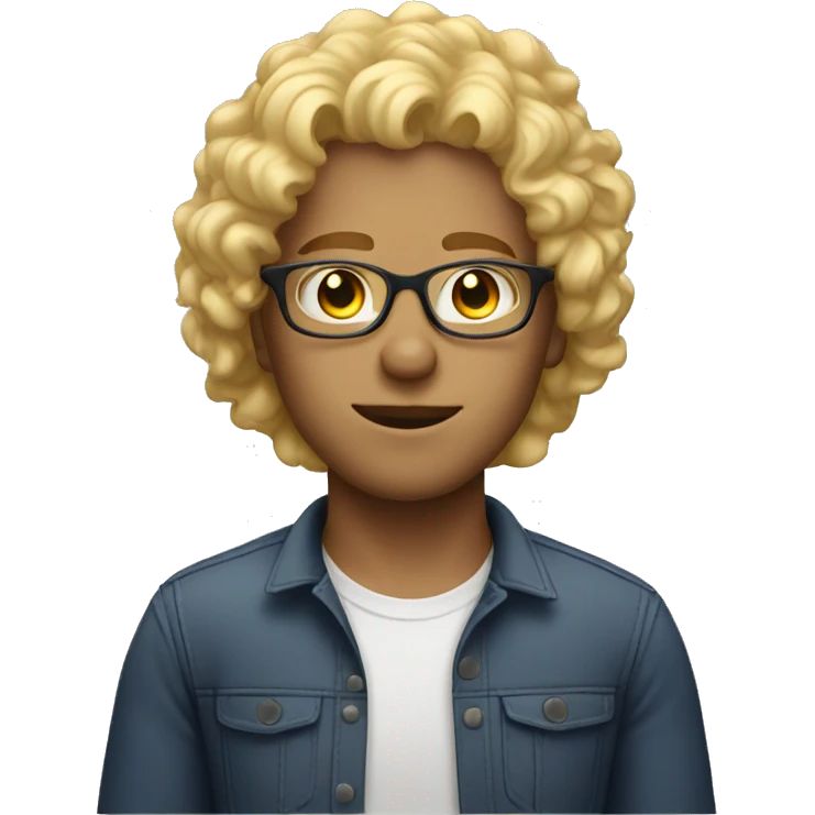male with eye glass blonde curly hair emoji