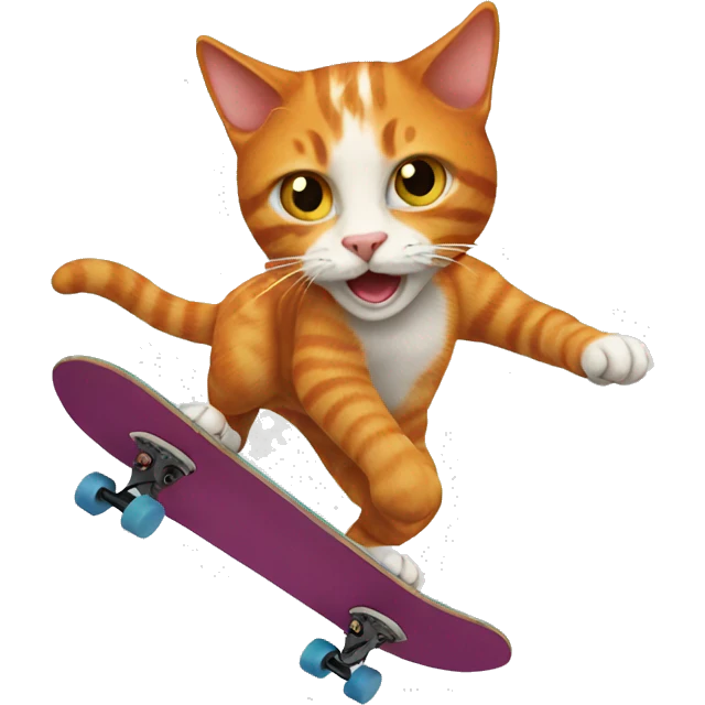 Ginger cat skateboarding  emoji