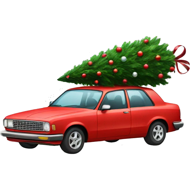 Car with Christmas tree on top emoji