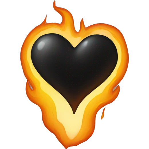 Black heart orange flame emoji
