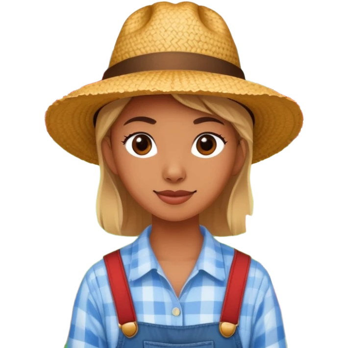 a person visiting a farm with barn and animals in the background emoji