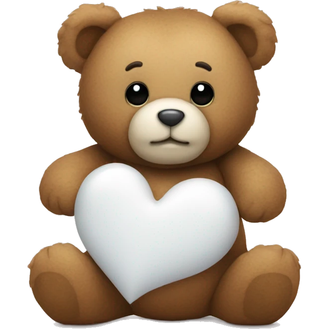 Teddy bear with a white heart emoji