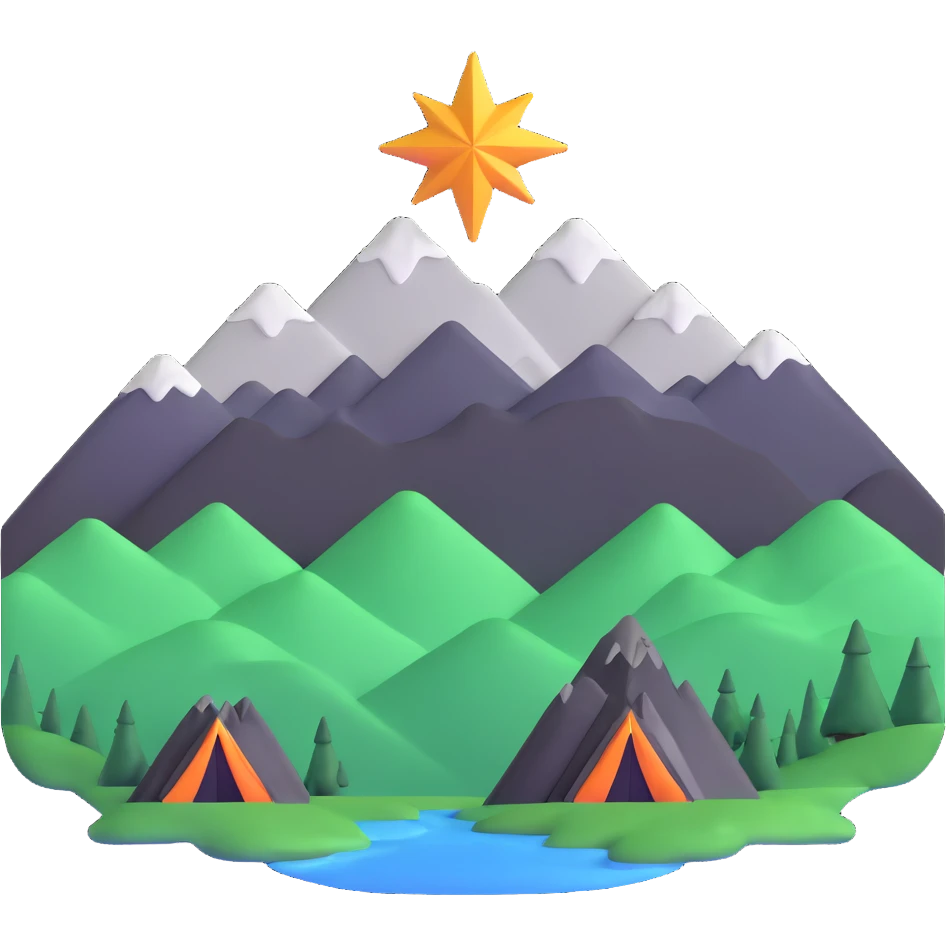 eight-pointed star with wide points and mountain silhouette in middle emoji