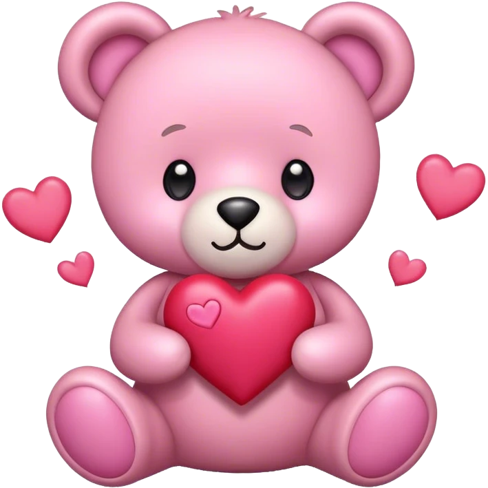 pink cute teddy bear sending hearts and love emoji