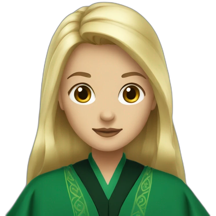 Blonde girl wearing Slytherin green robe emoji