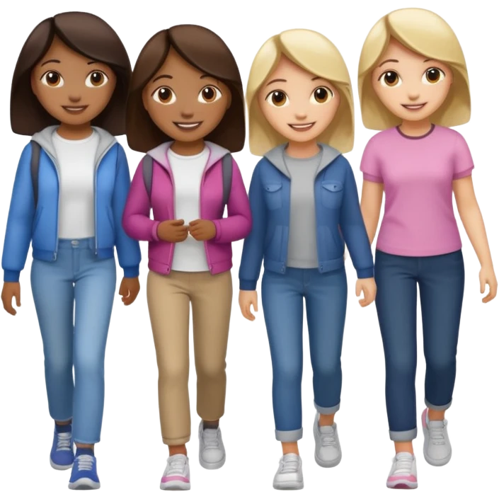 happy walking 4 girls emoji