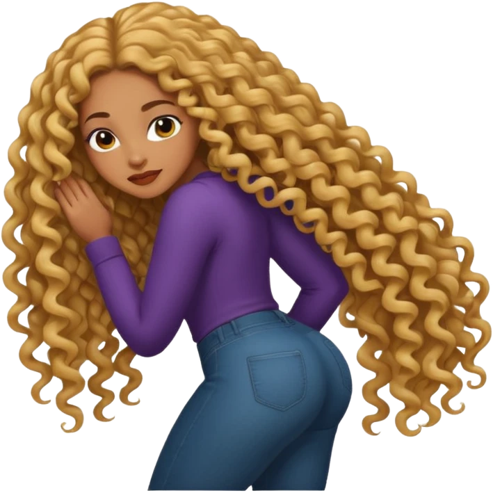 Uma mulher negra da pele clara com cabelo cacheados bem longo até a bunda  emoji