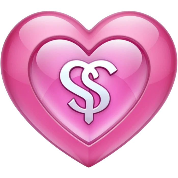 Pink heart shaped crystal with a $ carved in the center of the crystal. emoji