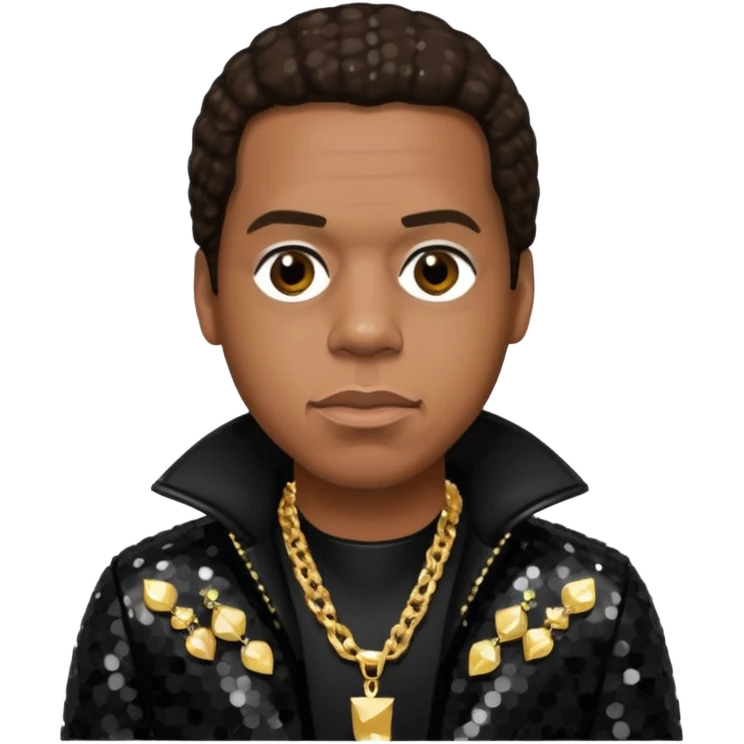 Jay-Z with dark brown hair, black sequin outfit emoji