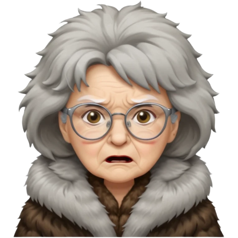 old woman with glasses angry wearing big furcoat emoji