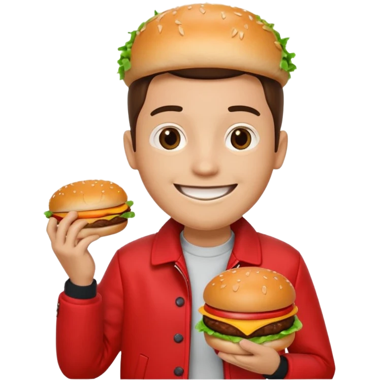 semender with hamburger wearing red jacket emoji