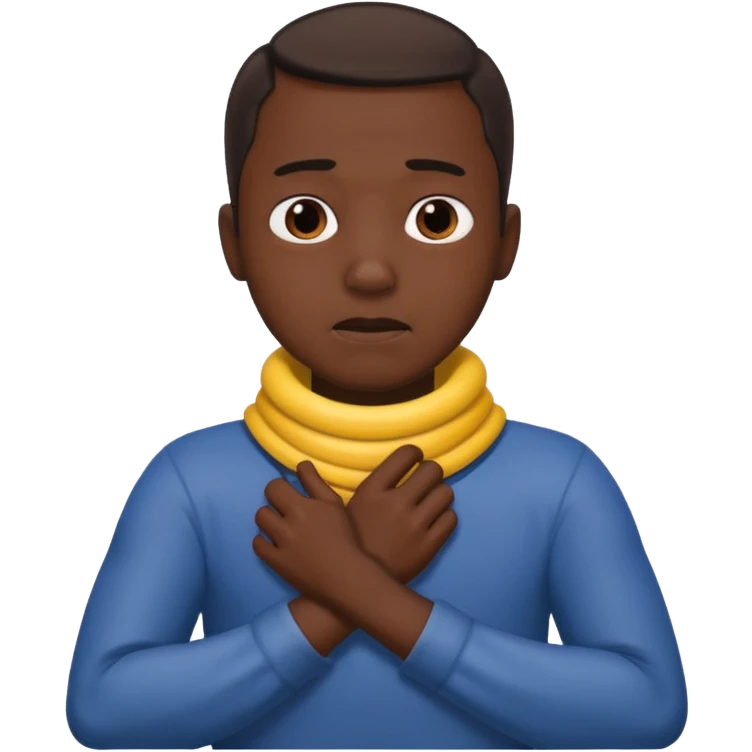 Guy with arms across his neck like he’s choking himself emoji