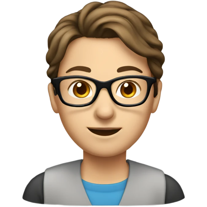 Teacher with Brown hair tied back, glasses, small nose emoji