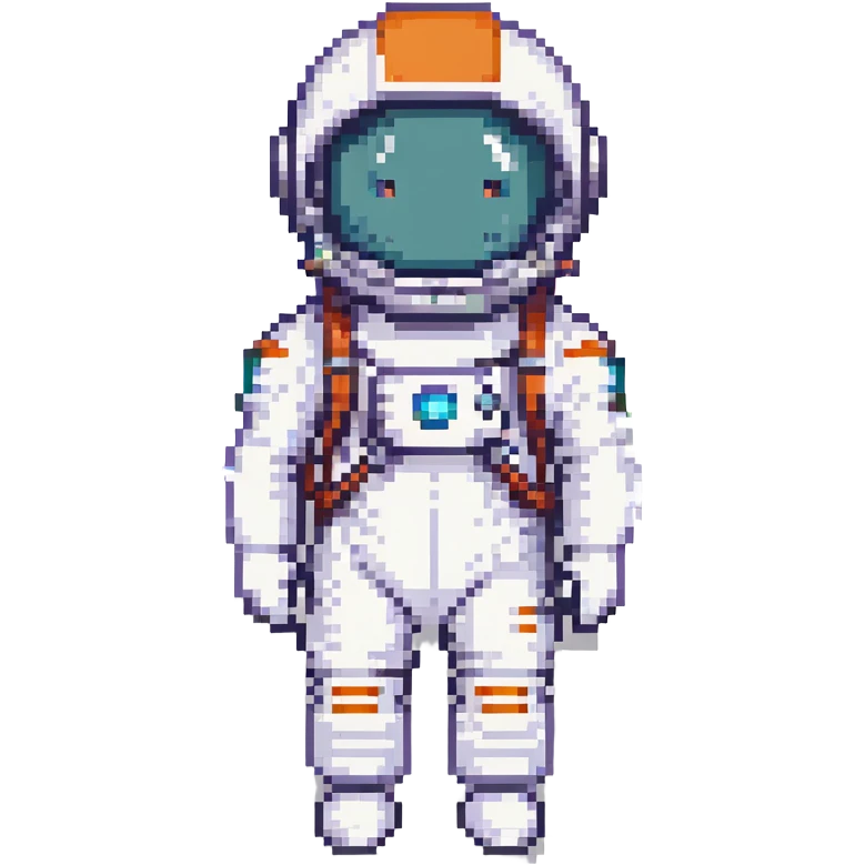 pixel art icon of an astronaut with helmet and suit, simple and recognizable user profile avatar emoji