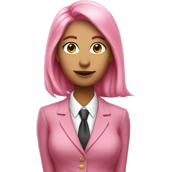 secretary-like women with loose long pink hair in pink suit emoji