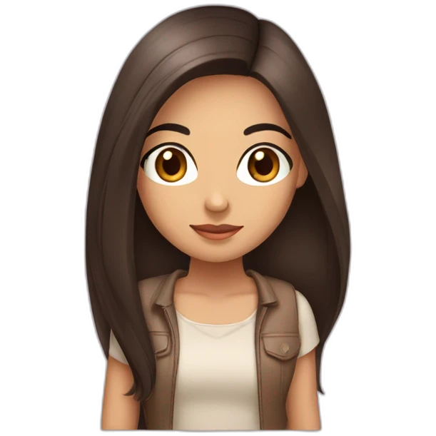 cute latina girl with straight long dark hair brown eyes emoji