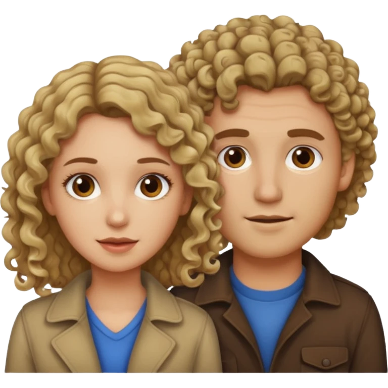 couple male dirty blonde hair female curly dark brown hair emoji