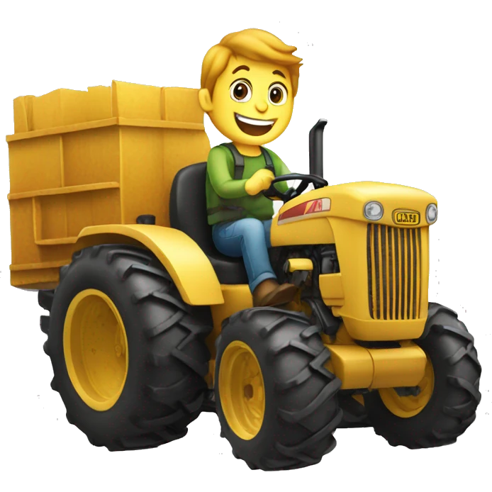 a happy person driving giant tractor emoji