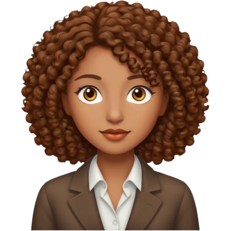 professional, curly broen lady with ghazel eyes emoji