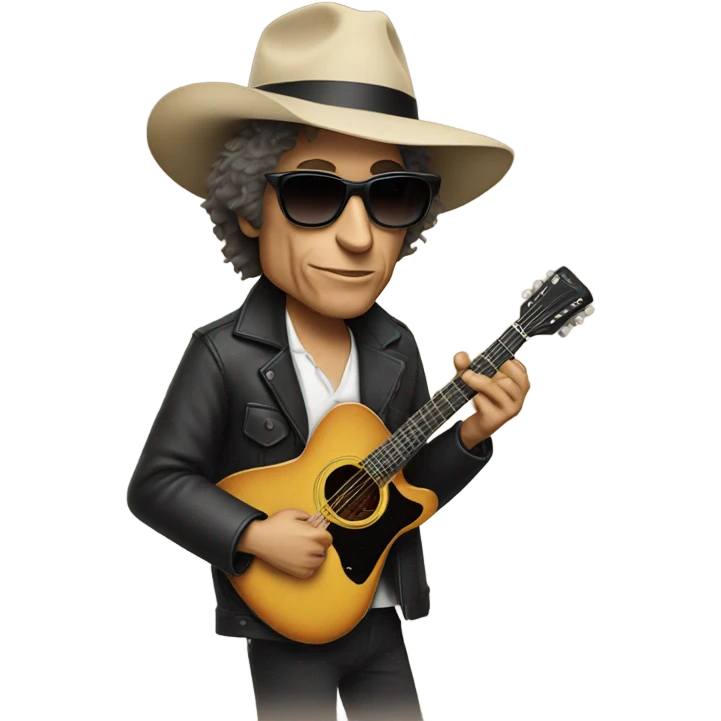 bob dylan with sunglases and guitar emoji
