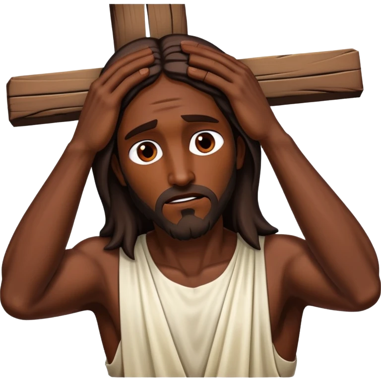 Dark skin Jesus christ on the cross emoji