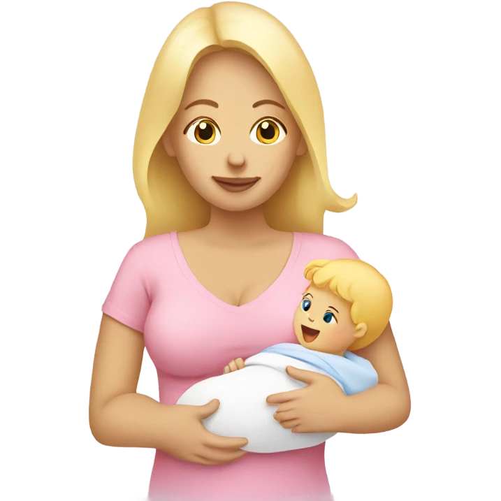 blonde woman breast feeding baby. light pink shirt emoji