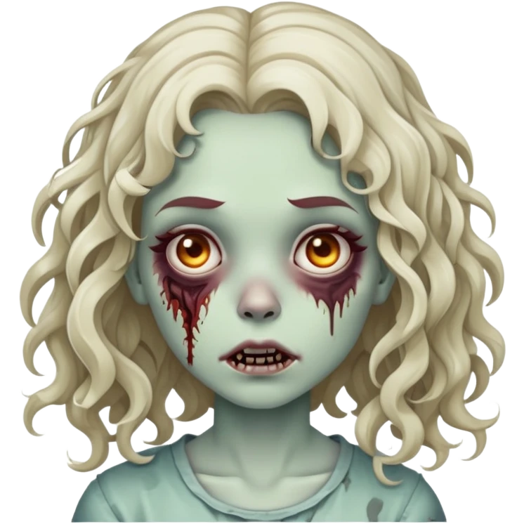 zombie girl with wavy/curly medium length hair with straight microbangs emoji