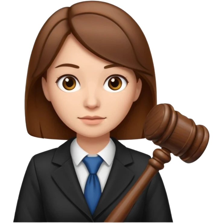 Mujer abogada, castaña, con un mazo  emoji