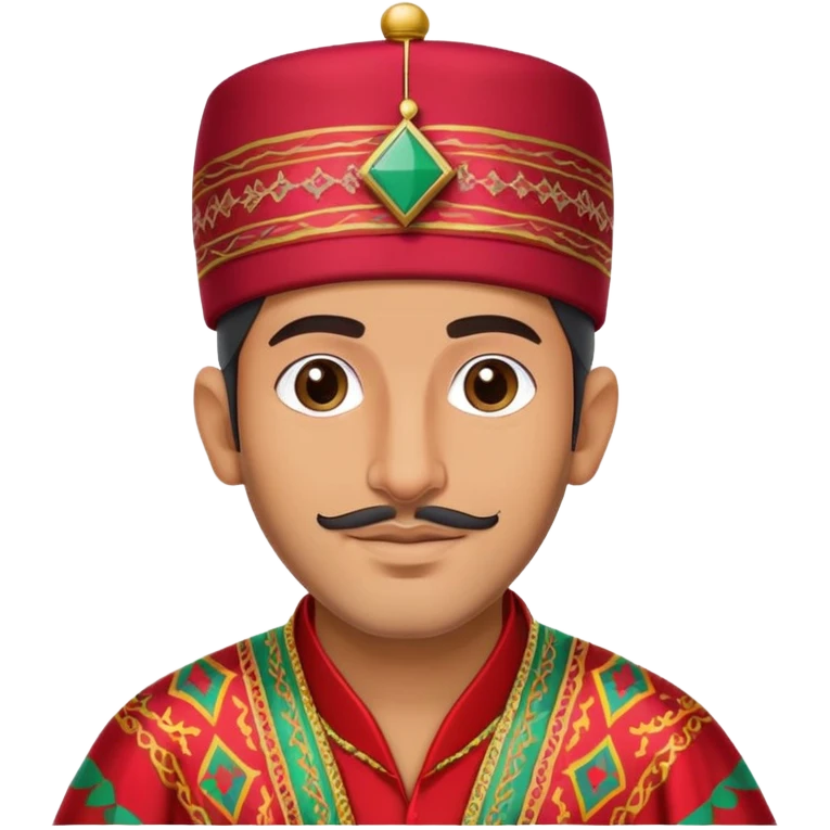 A Moroccan man wearing traditional clothing, fez hat, colorful caftan emoji