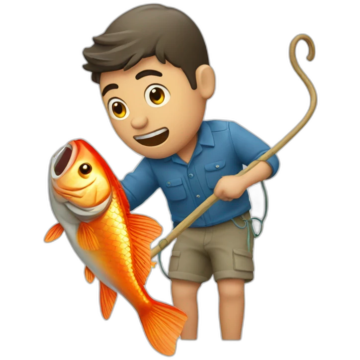 man fish hooking something emoji