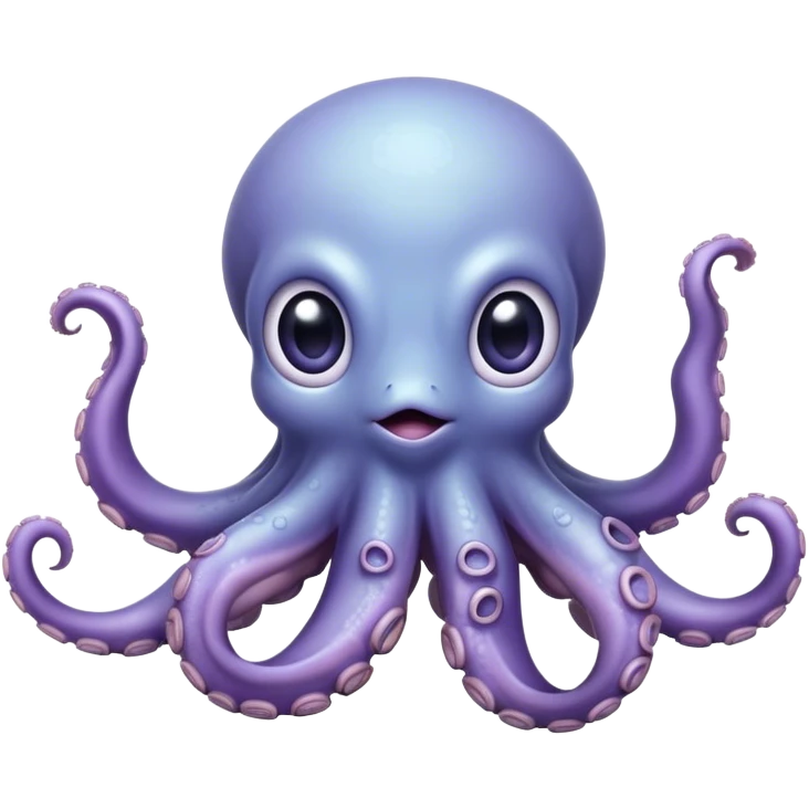 Cinematic Comical Baby Octopus Portrait Emoji, Tentacles slightly flared in a playful, exaggerated gesture, featuring a light blue-purple, rounded body with dramatically wide, hilariously expressive eyes full of surprise and innocent mischief, Simplified yet hilariously endearing features, highly detailed, glowing with a soft oceanic radiance, high shine, dramatic yet lovable, stylized with a dash of whimsical underwater mischief, soft glowing outline, capturing the essence of a delightfully silly little octopus that looks like it just made a clumsy, adorable mistake! emoji