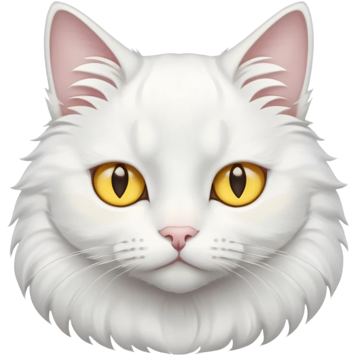 White cat with folded ears and yellow eyes emoji