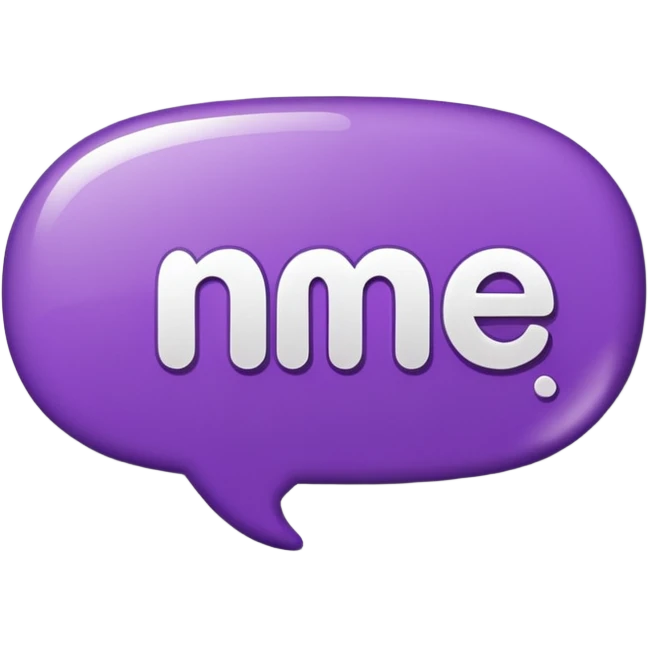 Purple Speech bubble sticker that says "me" in white letters  emoji